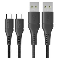 imoshion 2 pack USB-C naar USB kabel - Gevlochten textiel - 3 meter - Zwart