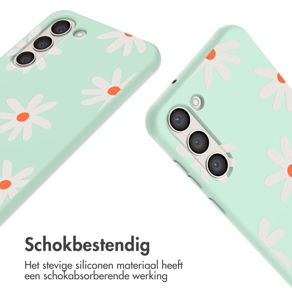 imoshion Siliconen design hoesje met koord Samsung Galaxy S23 - Green Flower Distance