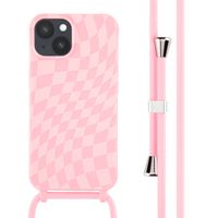 imoshion Siliconen design hoesje met koord iPhone 14 - Retro Pink