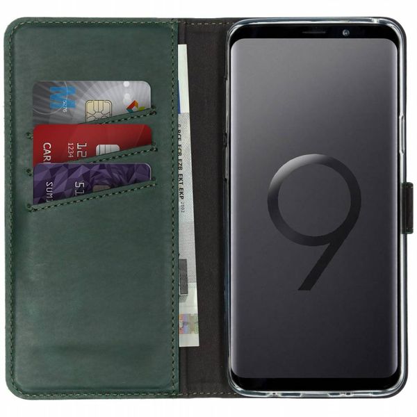 Selencia Echt Leren Bookcase Samsung Galaxy S9 Plus - Groen