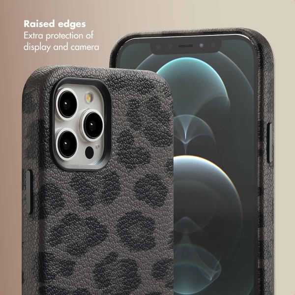 Selencia Sabi Back Cover Panther Print with MagSafe Apple iPhone 12 (Pro) - Midnight Black