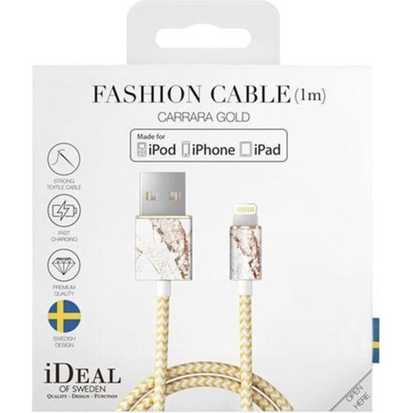 iDeal of Sweden Fashion Lightning naar USB kabel - 1 meter - Carrara Gold