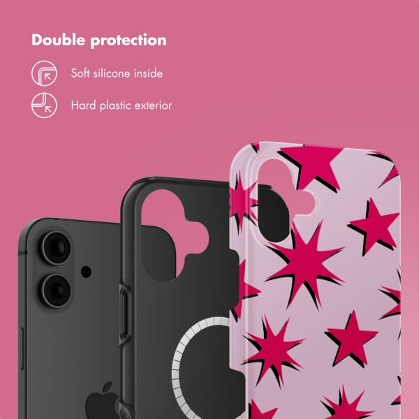 Selencia Vivid Back Cover with MagSafe Apple iPhone 16 - Stars Rubine Red Light Pink