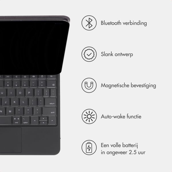 Accezz Magnetic Bluetooth Keyboard Apple iPad Air 13 inch (2025) M3 / (2024) M2 / iPad Pro 12.9 (2018/2020/2021/2022) - QWERTY / NL - Zwart