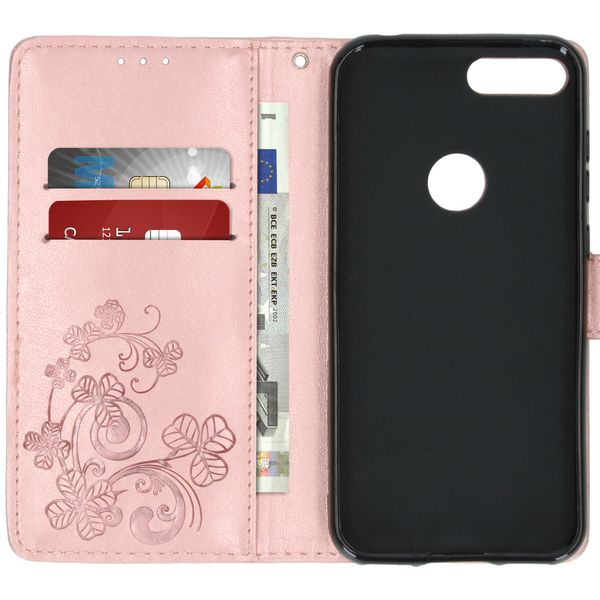 Klavertje Bloemen Bookcase Alcatel 1S (2019) - Rosé Goud