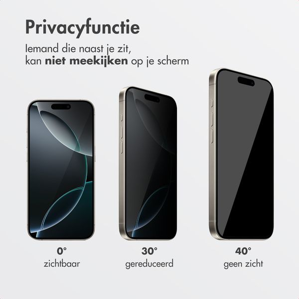 Accezz Gehard Glas Privacy Screenprotector + Applicator Apple iPhone 16 Pro