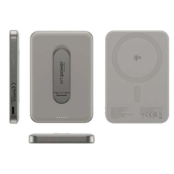 Empower by PanzerGlass Empower Bank Powerbank met Standaard 5.000 mAh - MagSafe en Qi2 - Wit