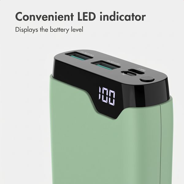 imoshion Power bank 20,000 mAh - 22.5W Fast charger - USB-C / USB-A - Green