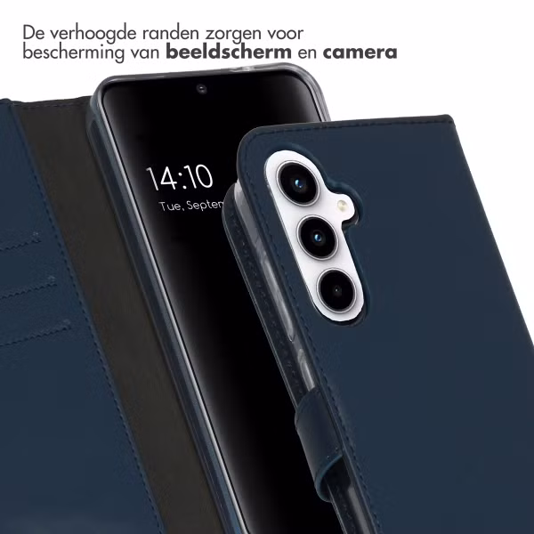 Selencia Echt Leren Bookcase Samsung Galaxy A55 - Donkerblauw