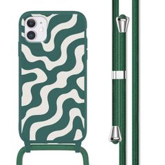 imoshion Siliconen design hoesje met koord Apple iPhone 11 - Petrol Green Groovy