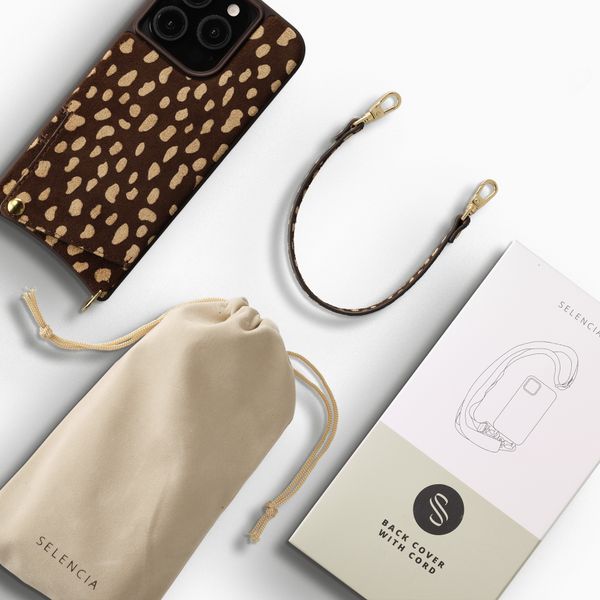 Selencia Nova Real Leather Back Cover with Card Holder Apple iPhone 15 Pro - Fawn Chic