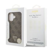 Guess Classic Triangle Logo Leather Backcover met MagSafe Apple iPhone 17 - Bruin