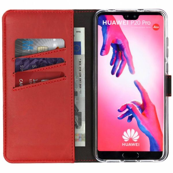 Selencia Echt Lederen Bookcase Huawei P20 Pro - Rood