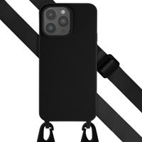 Selencia Siliconen hoesje met afneembaar koord Apple iPhone 15 Pro Max - Zwart