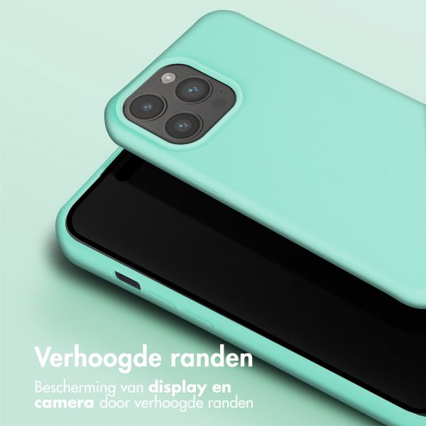 Selencia Siliconen hoesje met afneembaar koord Apple iPhone 15 Pro Max - Turquoise
