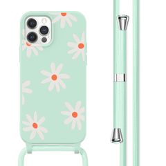 imoshion Siliconen design hoesje met koord iPhone 12 (Pro) - Green Flower Distance