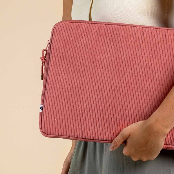 Selencia Corduroy Laptop hoes 13-14 inch - Laptopsleeve - Old Pink