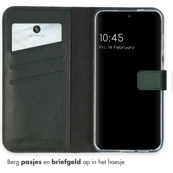 Selencia Echt Leren Bookcase Samsung Galaxy S24 - Groen