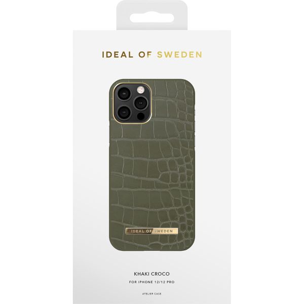 iDeal of Sweden Atelier Backcover iPhone  12 (Pro) - Khaki Croco