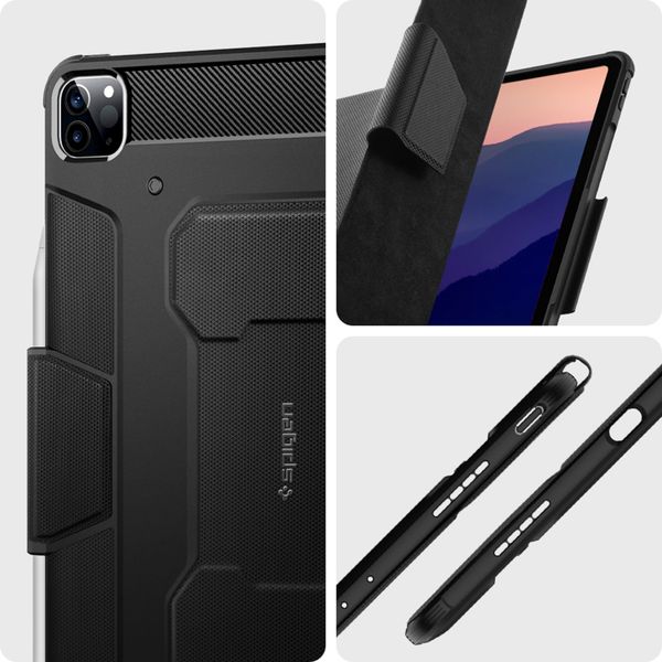 Spigen Rugged Armor Pro Bookcase iPad Pro 12.9 (2022) / Pro 12.9 (2021) - Zwart