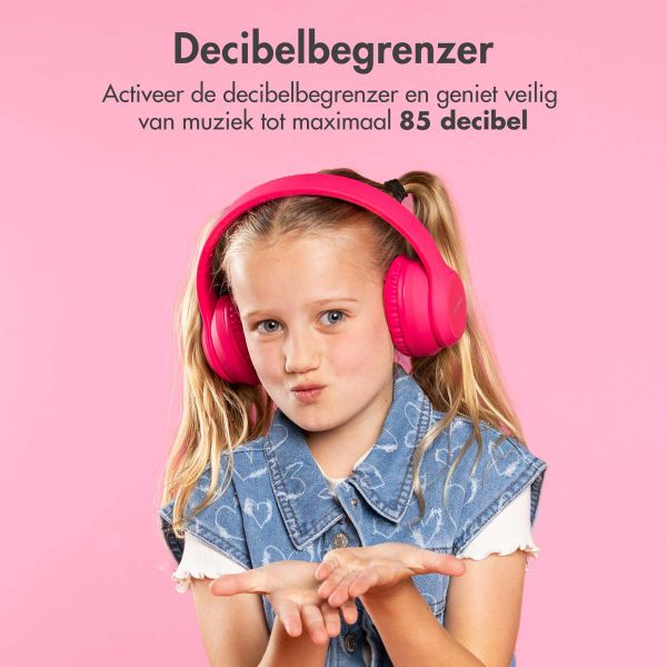 imoshion Kids LED Light Bluetooth Headphones - Kinder koptelefoon met decibelbegrenzer - Draadloze koptelefoon + AUX kabel - Hot Pink