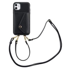Selencia Sera Phone Case with Cord and Envelope Card Holder Apple iPhone 11 - Black