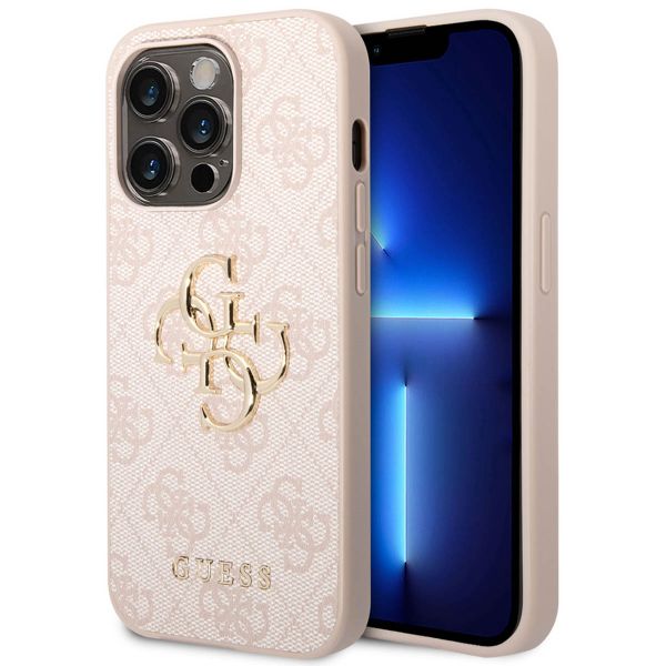 Guess 4G Metal Logo Backcover iPhone 14 Pro Max - Roze