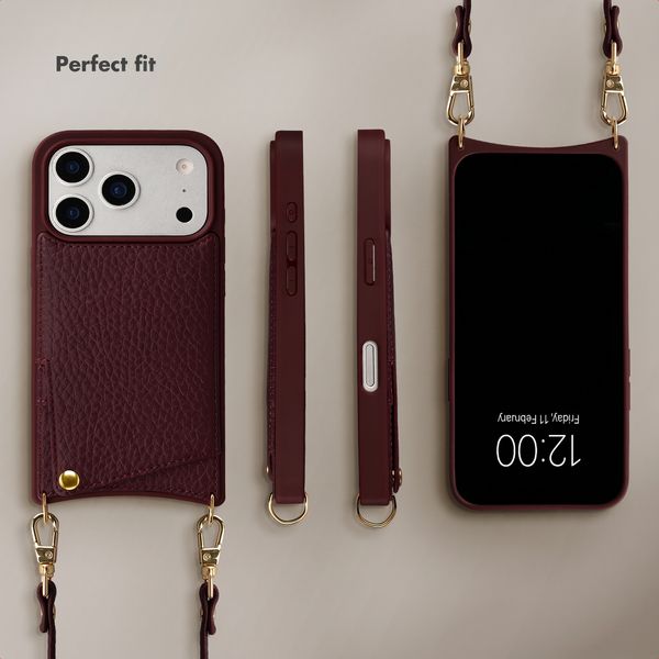 Selencia Nova Phone Case with Cord and Card Holder Apple iPhone 17 Pro - Bold Burgundy
