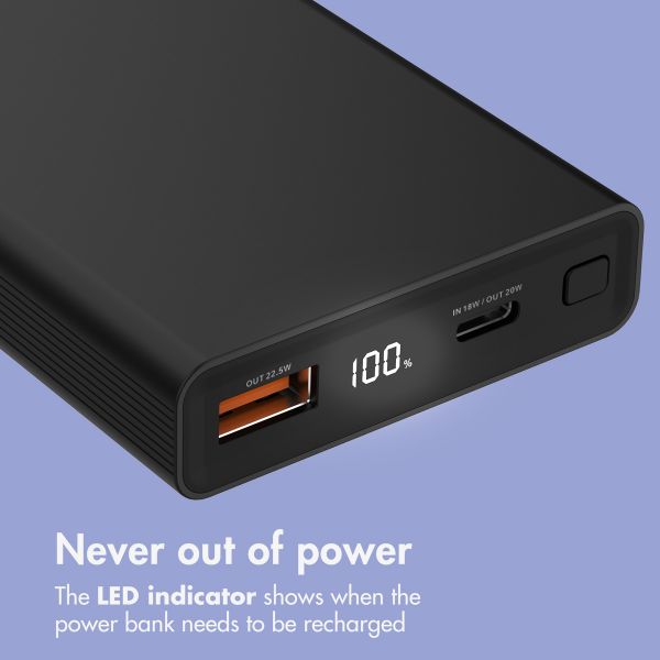 imoshion Ultra Series Aluminium Powerbank 10,000 mAh - Quick Charge and Power Delivery - Black