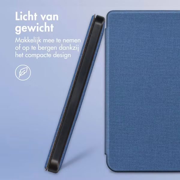 imoshion Canvas Sleepcover Bookcase met stand Kobo Libra 2 / Tolino Vision 6 - Donkerblauw