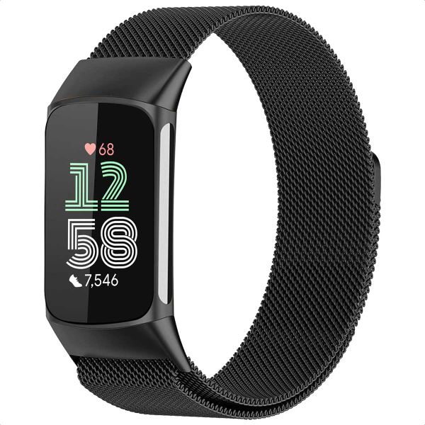 imoshion Milanees magnetisch bandje Fitbit Charge 5 - Maat S - Zwart
