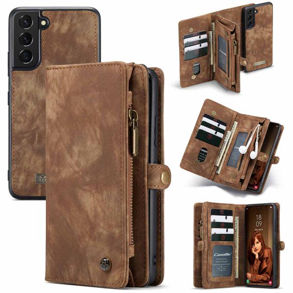 CaseMe Luxe Lederen 2 in 1 Portemonnee Bookcase Samsung Galaxy S22 - Bruin