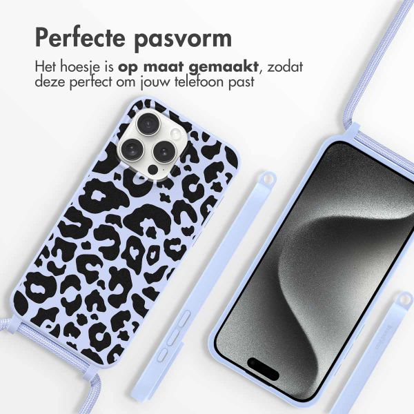 imoshion Siliconen design hoesje met koord Apple iPhone 15 Pro - Animal Lila