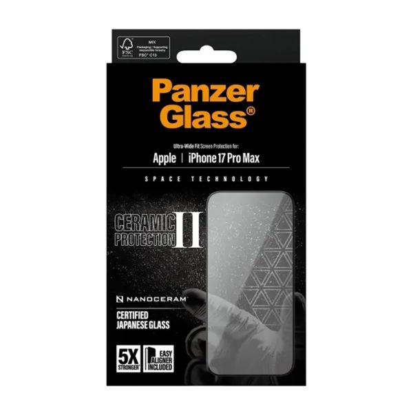 PanzerGlass Ceramic Screenprotector met applicator Apple iPhone 17 Pro Max