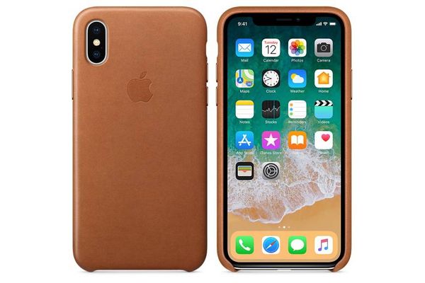 Apple Leather Backcover iPhone X - Saddle Brown