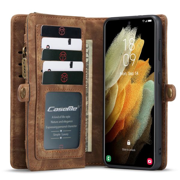 CaseMe Luxe Lederen 2 in 1 Portemonnee Bookcase Samsung Galaxy S21