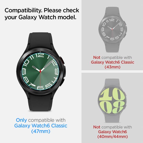 Spigen EZ FIT Glas.tR Screenprotector met applicator Samsung Galaxy Watch 6 Classic - 47 mm - Transparant