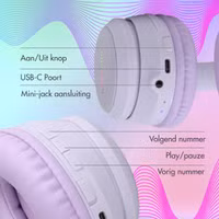 imoshion Draadloze Kinderkoptelefoon LED Light - Decibelbegrenzer - Met AUX kabel - Lavender Lilac