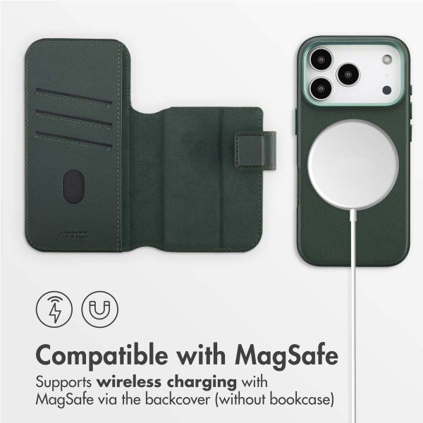 Accezz 2-in-1 Leather Bookcase with MagSafe Apple iPhone 17 Pro - Cedar Green