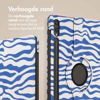 imoshion 360° Draaibare Design Bookcase Samsung Galaxy Tab S10 Plus / Tab S9 FE Plus / Tab S9 Plus - White Blue Stripes