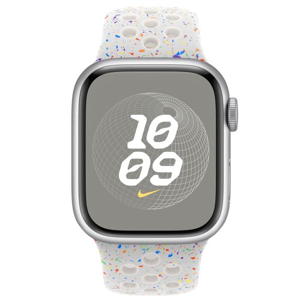 Apple Nike Sport Band Apple Watch Series 1 t/m 9 / SE (38/40/41 mm) | Series 10 (42 mm) - Maat S/M - Pure Platinum