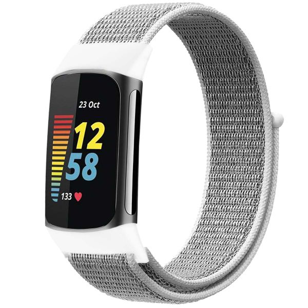 imoshion Nylon bandje Fitbit Charge 5 / Charge 6 - Maat S - Lichtgrijs