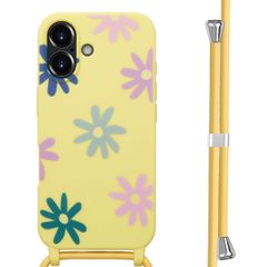imoshion Siliconen design hoesje met koord Apple iPhone 16 - Yellow Flower Distance