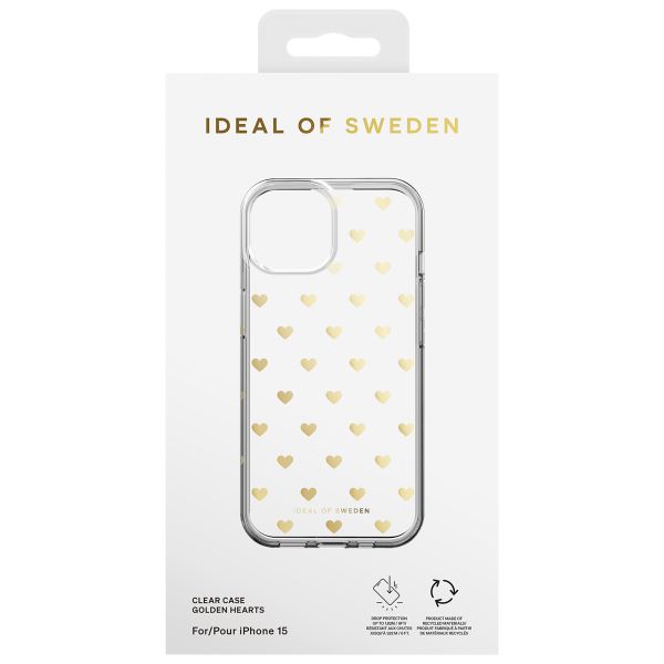 iDeal of Sweden Clear Case iPhone 15 - Golden Hearts