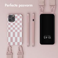 Selencia Siliconen design hoesje met afneembaar koord Apple iPhone 12 Pro Max - Irregular Check Sand Pink