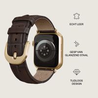 Burga Genuine Leather Band Apple Watch Series 1 - 9 / SE (38/40/41 mm) | Series 10 / 11 (42 mm) - Espresso / Gold