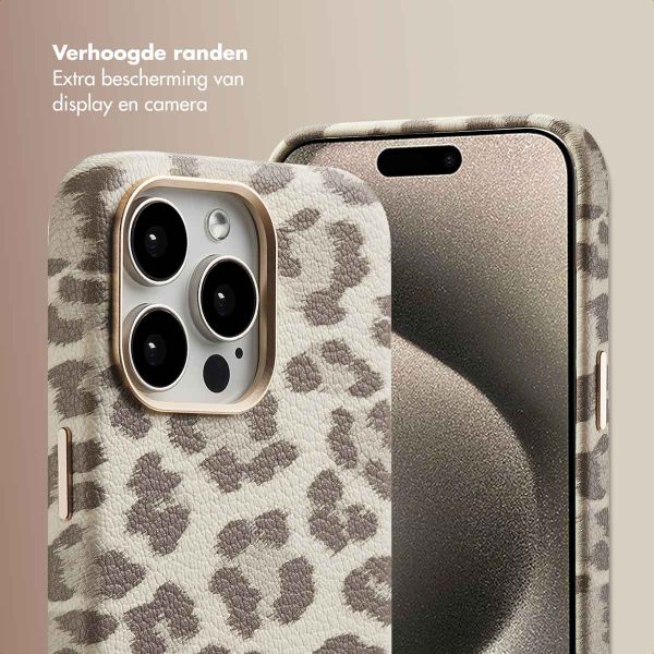 Selencia Sabi Backcover Panterprint met MagSafe Apple iPhone 15 Pro Max - Soft Ivory