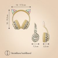 imoshion Special Edition - Draadloze Kinderkoptelefoon met Panterprint LED Light Cat Ear - Decibelbegrenzer - Met AUX kabel - Leopard