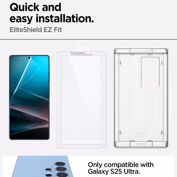 Spigen EliteShield EZ Fit met installatietray - 1 pack Samsung Galaxy S25 Ultra