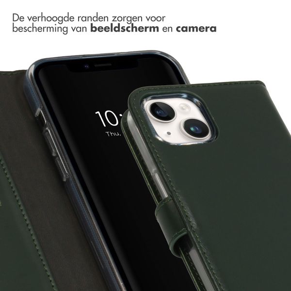 Selencia Echt Lederen Bookcase iPhone 15 - Groen